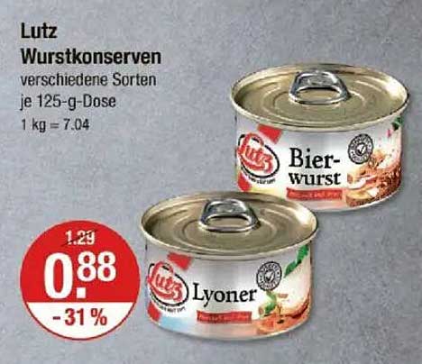 Lutz Wurstkonserven - Bierwurst und Lyoner 125-g-Dose