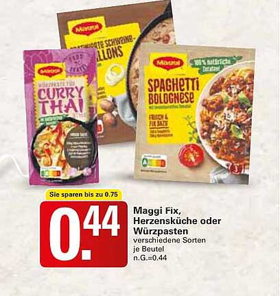 Maggi Fix, Herzensküche oder Würzpasten verschiedene Sorten je Beutel