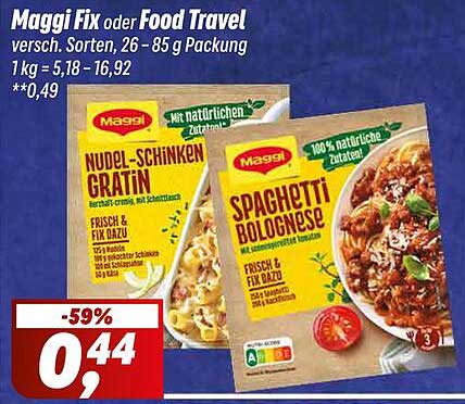 Maggi Fix oder Food Travel - Verschiedene Sorten