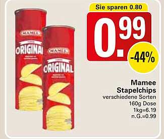 Mamee Stapelchips verschiedene Sorten 160g Dose
