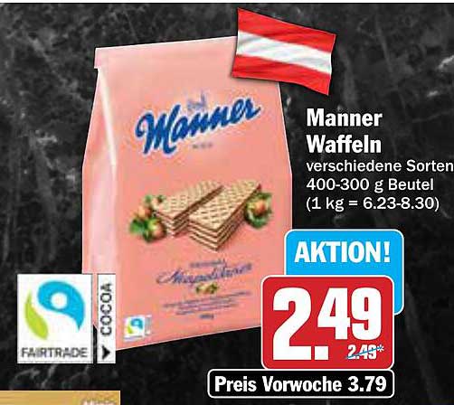 Manner Waffeln verschiedene Sorten 400-300 g Beutel