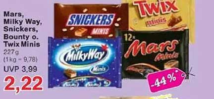 Mars, Milky Way, Snickers, Bounty oder Twix Minis 227g