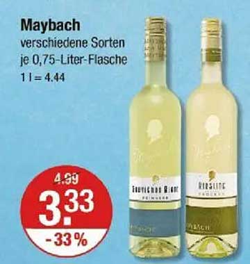 Maybach verschiedene Sorten je 0,75-Liter-Flasche
