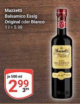 Mazzetti Balsamico Essig Original oder Bianco 500 ml