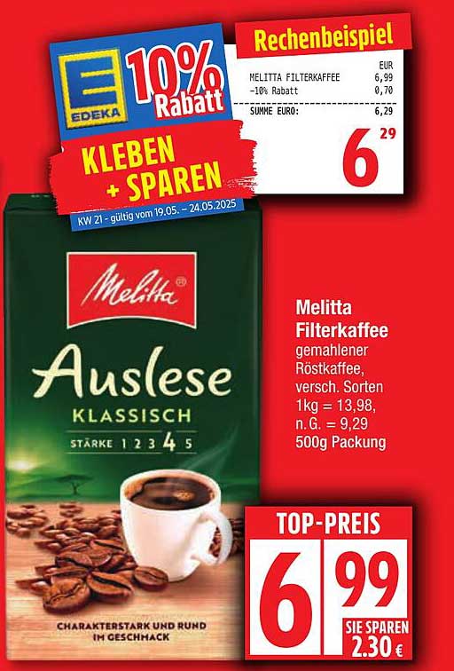 MELITTA FILTERKAFFEE Auslese Klassisch 500g