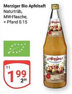 Merziger Bio Apfelsaft Naturtrüb 1 L