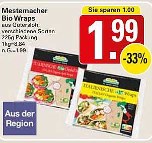 Mestemacher Bio Wraps – Verschiedene Sorten 225g Packung