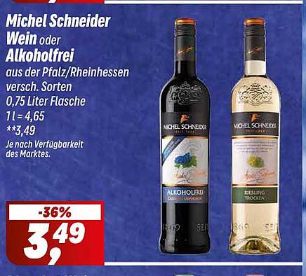 Michel Schneider Wein oder Alkoholfrei aus der Pfalz/Rheinhessen, 0,75 Liter Flasche