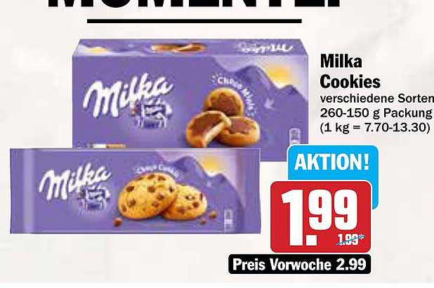 Milka Cookies verschiedene Sorten 260-150 g Packung