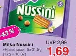 Milka Nussini Haselnuss, 5x31,5g