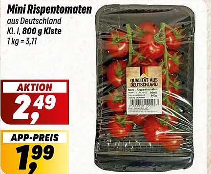 Mini Rispentomaten aus Deutschland 800 g Kiste