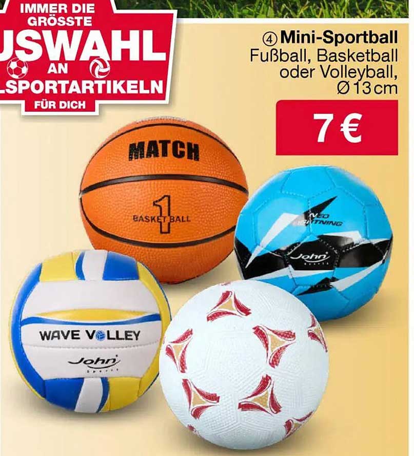 Mini-Sportball Fußball, Basketball oder Volleyball, Ø 13 cm