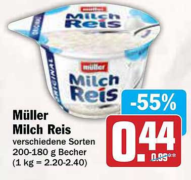 Müller Milch Reis verschiedene Sorten 200-180 g Becher