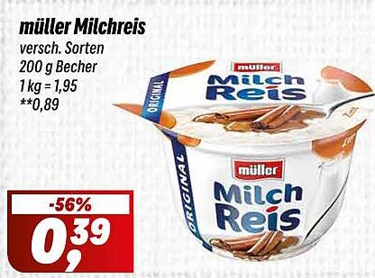 müller Milchreis 200 g Becher, verschiedene Sorten