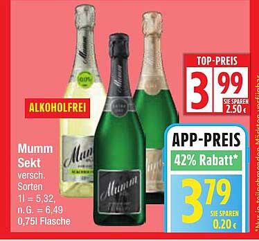 Mumm Sekt verschiedene Sorten, 0,75l Flasche