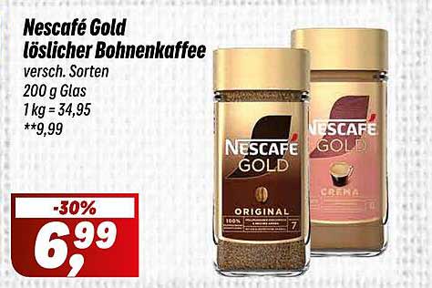 Nescafé Gold löslicher Bohnenkaffee – 200 g Glas