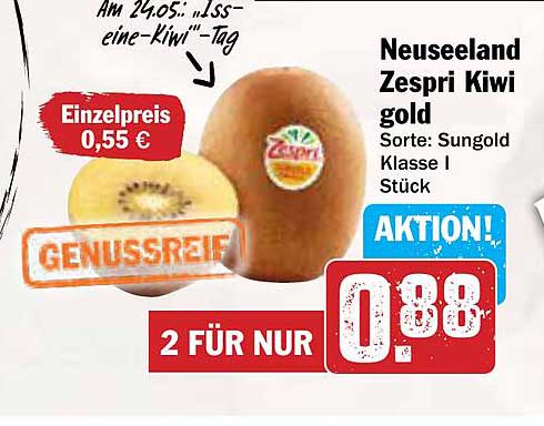 Neuseeland Zespri Kiwi gold - 2 für nur 0,88 €
