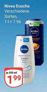 Nivea Dusche Verschiedene Sorten, 250 ml für nur 1,99 €