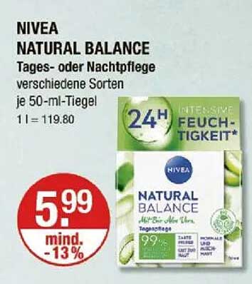 NIVEA NATURAL BALANCE Tages- oder Nachtpflege 50-ml-Tiegel