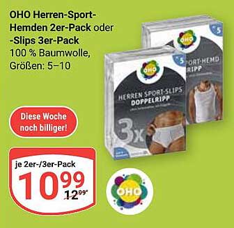OHO Herren-Sport-Hemden 2er-Pack oder -Slips 3er-Pack