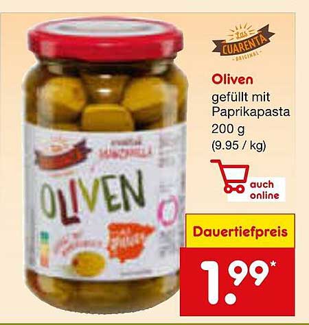 Oliven gefüllt mit Paprikapasta 200 g