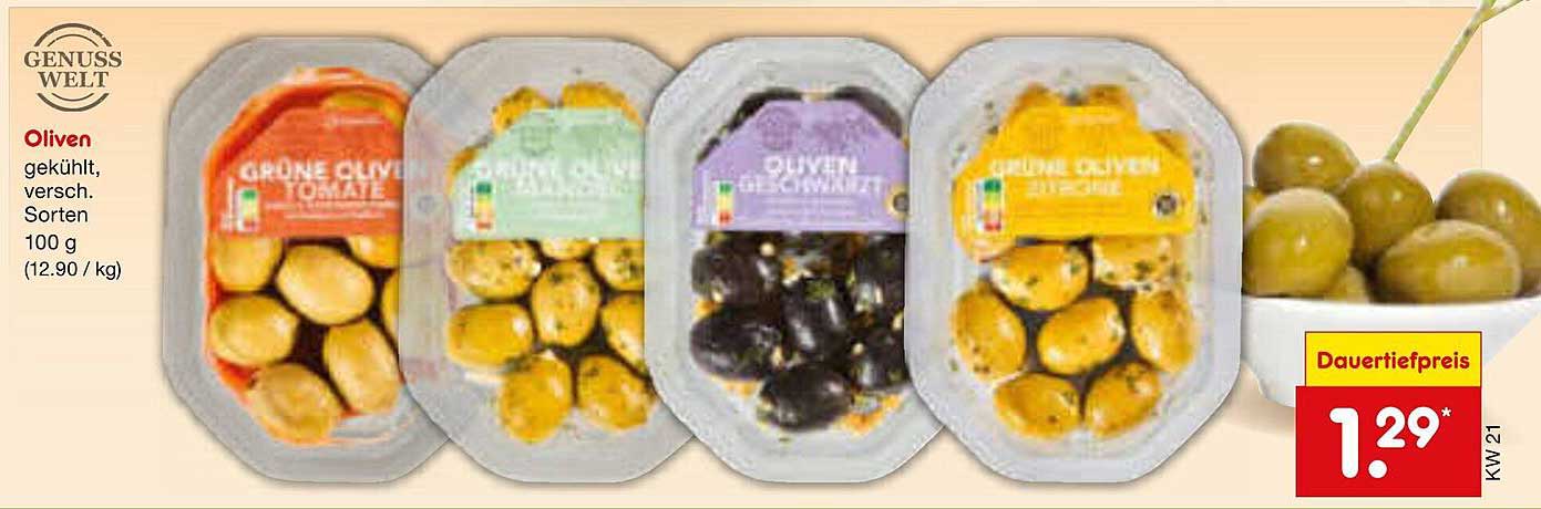 Oliven, gekühlt, verschiedene Sorten 100 g