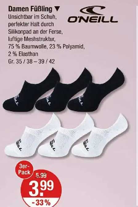 O'Neill Damen Füßlinge 3er-Pack