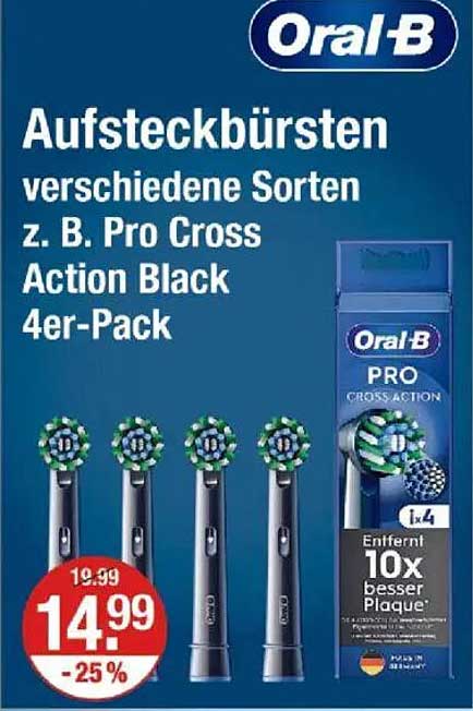 Oral-B Aufsteckbürsten Pro Cross Action Black 4er-Pack