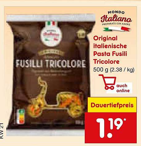 Original italienische Pasta Fusili Tricolore 500 g