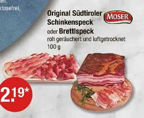 Original Südtiroler Schinken- oder Brettlspeck von Moser, 100 g
