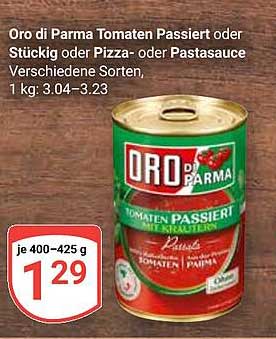 Oro di Parma Tomaten Passiert oder Stückig oder Pizza- oder Pastasauce, 1 kg