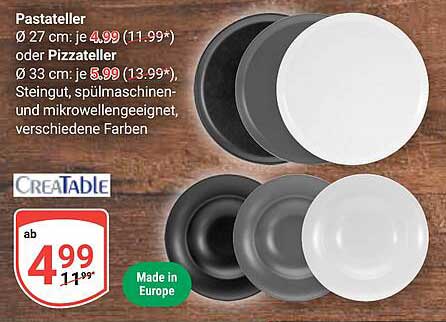 Pastateller Ø 27 cm für nur 4,99 € oder Pizzateller Ø 33 cm für 5,99 €