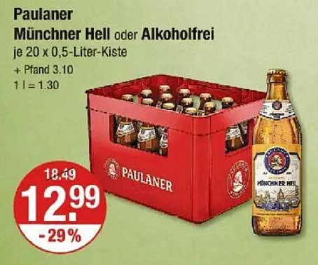 Paulaner Münchner Hell oder Alkoholfrei – 20 x 0,5-Liter-Kiste