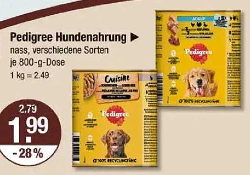 Pedigree Hundenahrung nass, verschiedene Sorten je 800-g-Dose