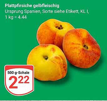 Plattpfirsiche gelbfleischig - 500 g Schale für nur 2,22 €