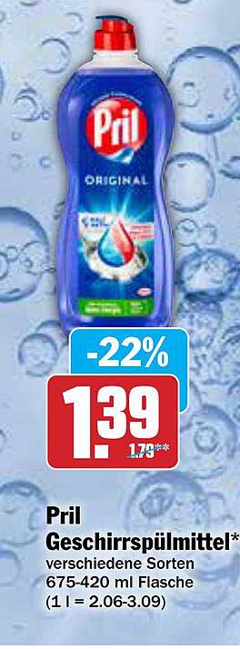 Pril Geschirrspülmittel – verschiedene Sorten 675-420 ml Flasche