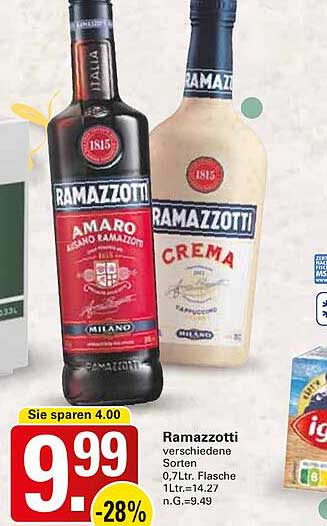 Ramazzotti Amaro und Crema - verschiedene Sorten