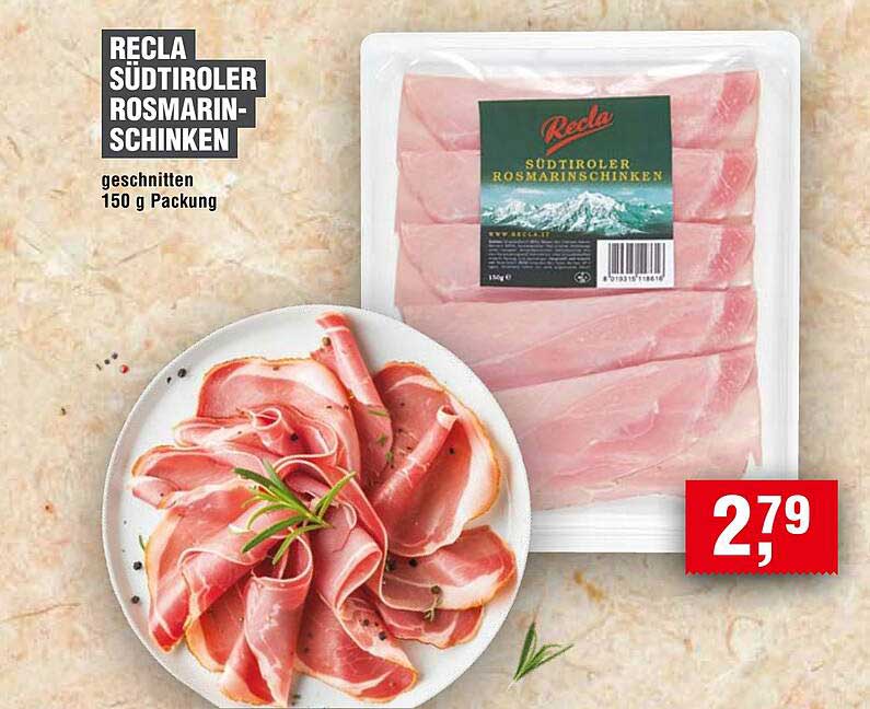RECLA Südtiroler Rosmarinschinken, 150 g Packung