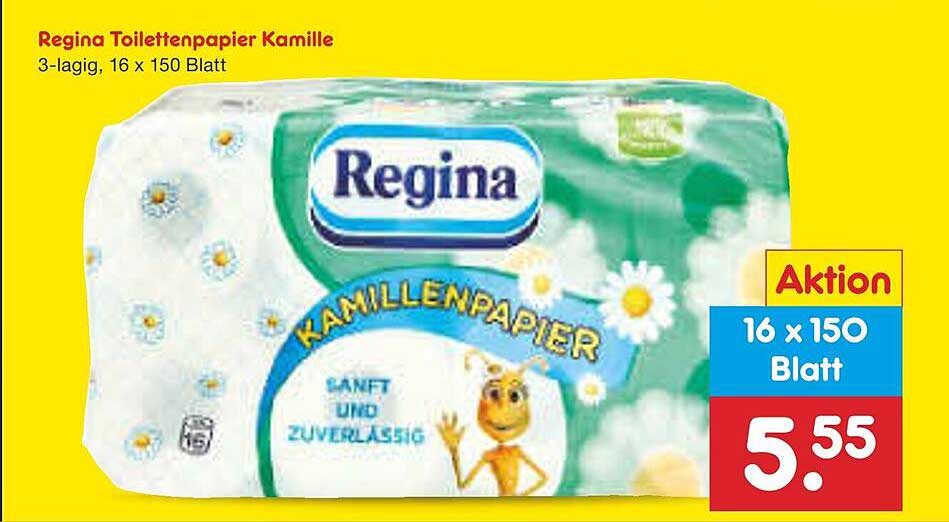 Regina Toilettenpapier Kamille 3-lagig, 16 x 150 Blatt