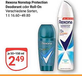 Rexona Nonstop Protection Deodorant oder Roll-On, 50–150 ml