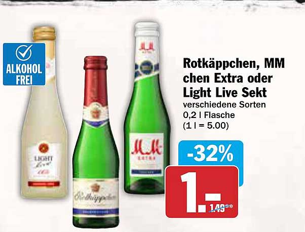 Rotkäppchen, MMchen Extra oder Light Live Sekt verschiedene Sorten 0,2 | Flasche