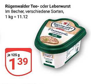 Rügenwalder Tee- oder Leberwurst im Becher, 125 g