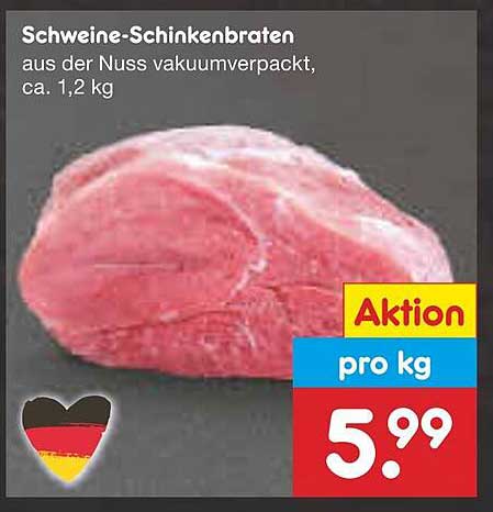 Schweine-Schinkenbraten aus der Nuss vakuumverpackt, ca. 1,2 kg