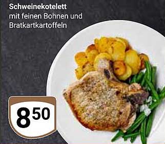 Schweinekotelett mit feinen Bohnen und Bratkartoffeln