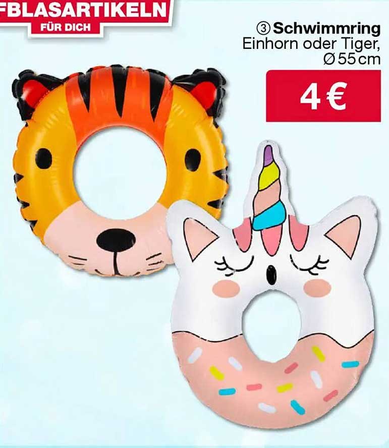 Schwimmring Einhorn oder Tiger, Ø 55 cm