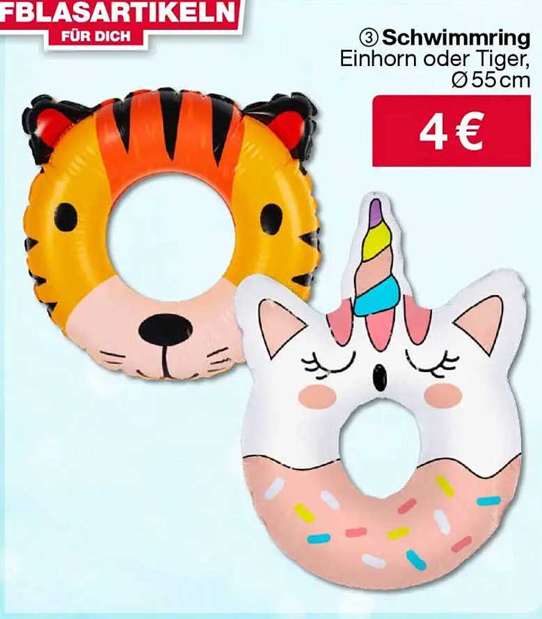 Schwimmring Einhorn oder Tiger, Ø55cm