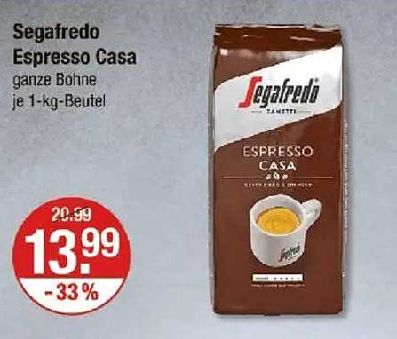Segafredo Espresso Casa ganze Bohne 1-kg-Beutel
