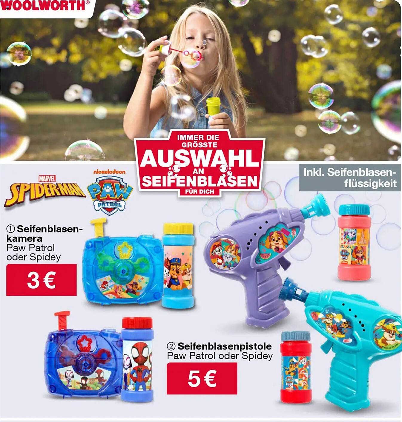 Seifenblasen-Kamera Paw Patrol oder Spidey - nur 3 €