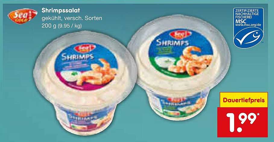 Shrimpssalat gekühlt, verschiedene Sorten 200 g für nur 1,99 €