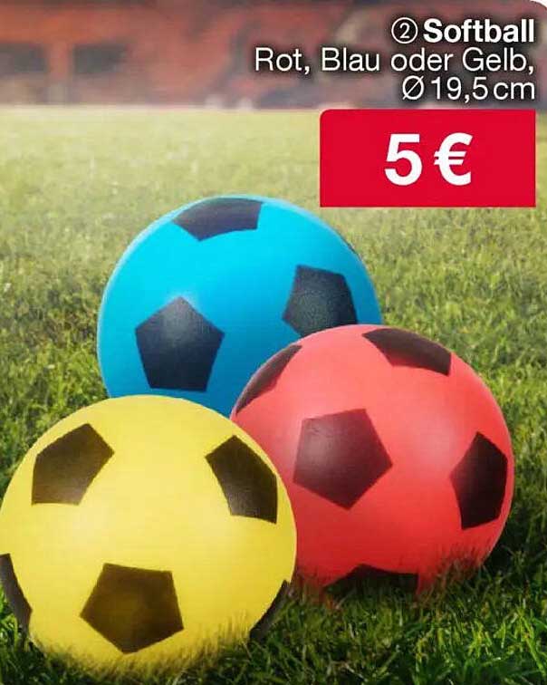 Softball in Rot, Blau oder Gelb, Ø 19,5 cm